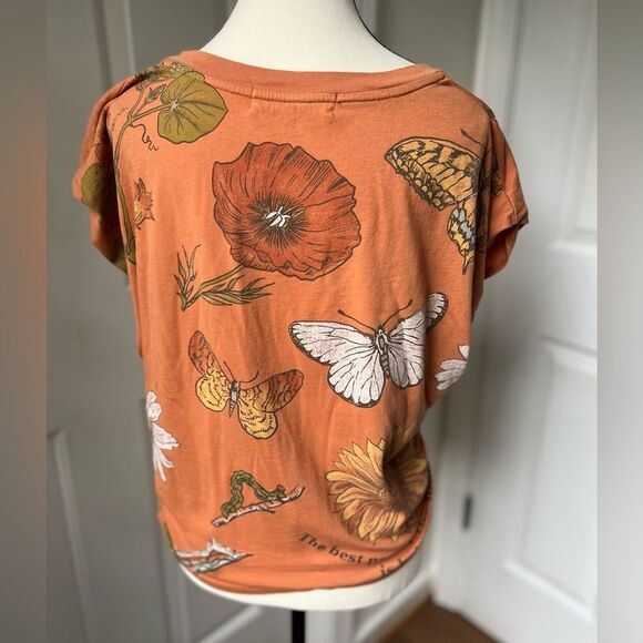 Daydreamer x Free People Butterfly Cropped Muscle Tee Size Large - Picture 5 of 7